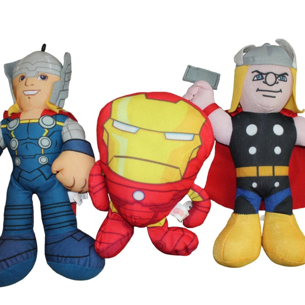 Marvel Thor Iron Man Avengers Assemble Super Hero Squad Plush Lot 3 Stuffed Toys